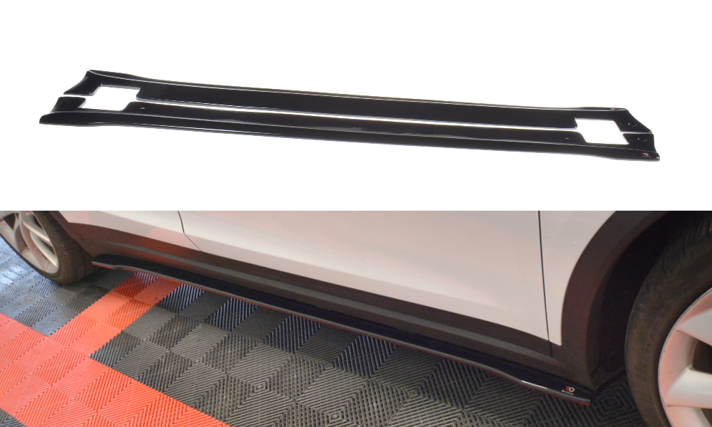 Seitenschweller Ansatz Paar V.2 passend für Tesla Model X Mk1 schwarz Hochglanz