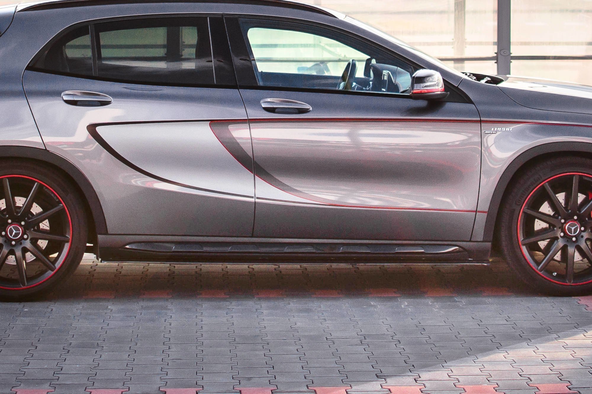 Seitenschweller Ansatz für Mercedes GLA 45 AMG SUV X156 vor Facelift schwarz matt