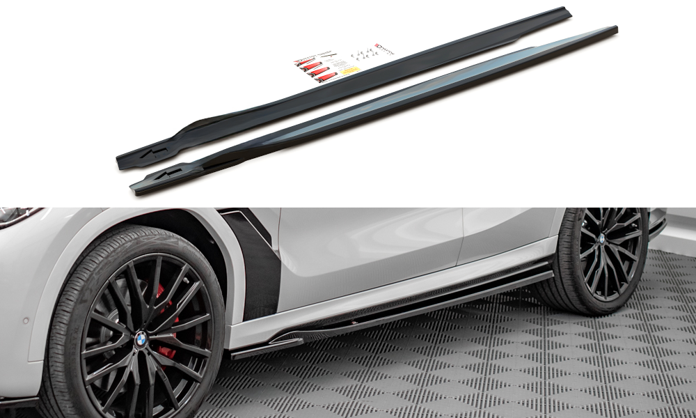 Street+ Seitenschweller Leisten V.1 passend für BMW X6 M F96 / X6 M-Paket G06 schwarz Hochglanz