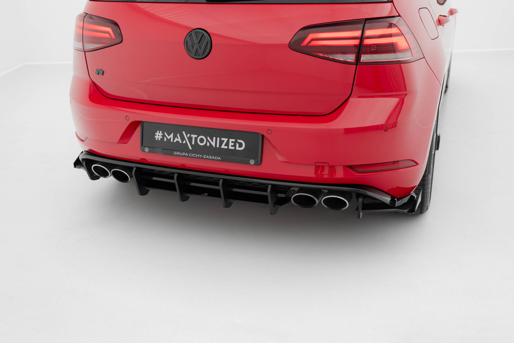 Street Pro Heckschürze Heck Ansatz Diffusor passend für VW Golf 7 R FL schwarz-rot