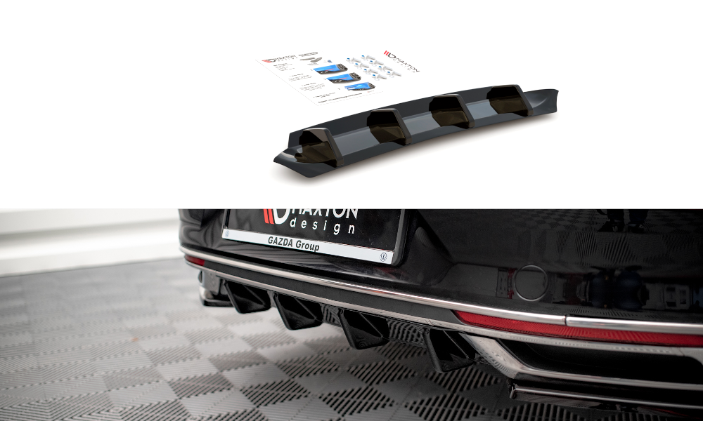 Street+ Heck Ansatz Diffusor passend für VW Passat B8 FL schwarz Hochglanz