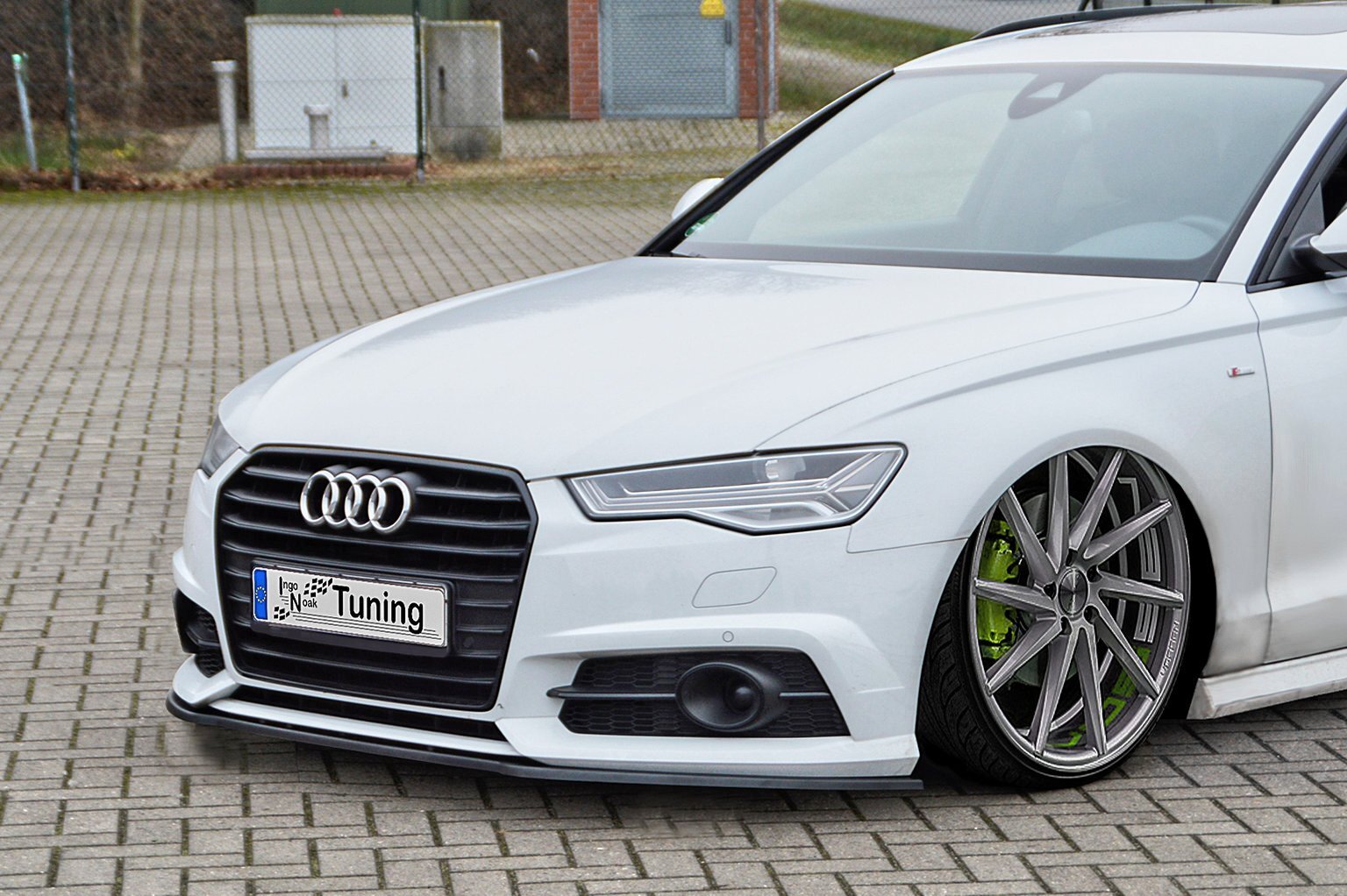 Cup Frontspoilerlippe für Audi A6 S-Line+ S6 4G C7 ab Bj. 2014- Schwarz Matt