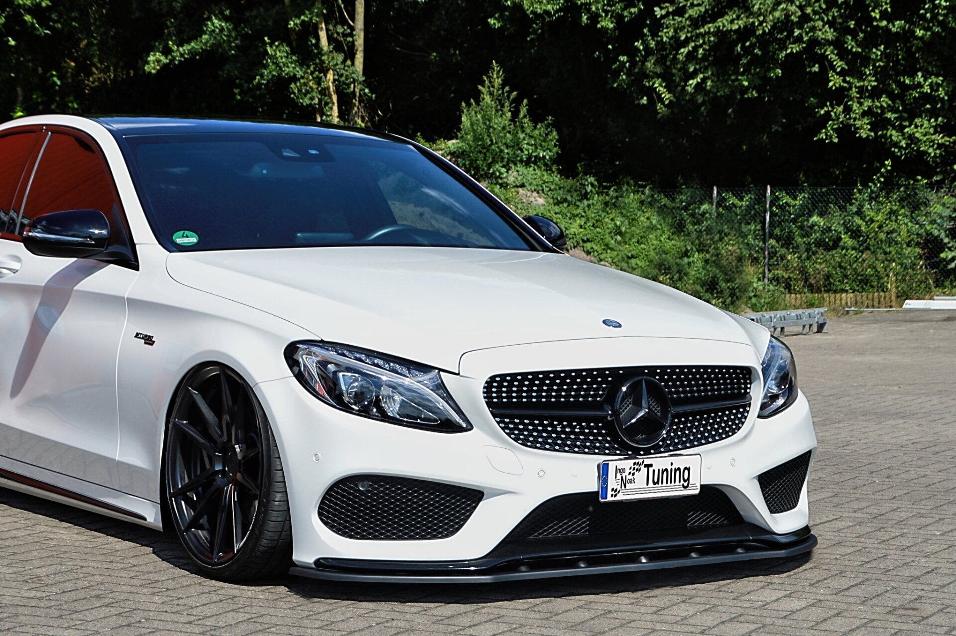 Cup Frontspoilerlippe für Mercedes C W205 43 AMG Limousine Schwarz Matt