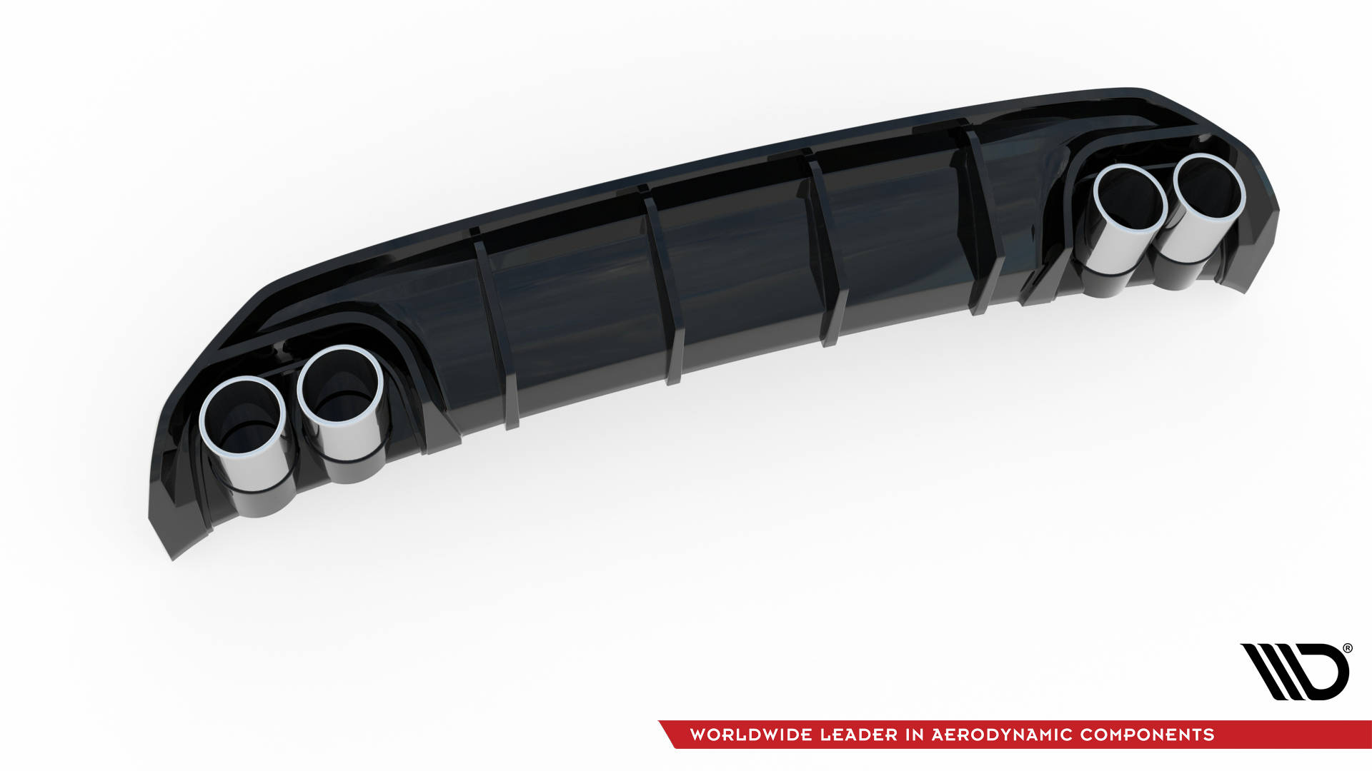 Street+ Heck Ansatz Diffusor + Endrohre chrom passend für Audi A3 S-Line Sportback 8Y schwarz Hochglanz