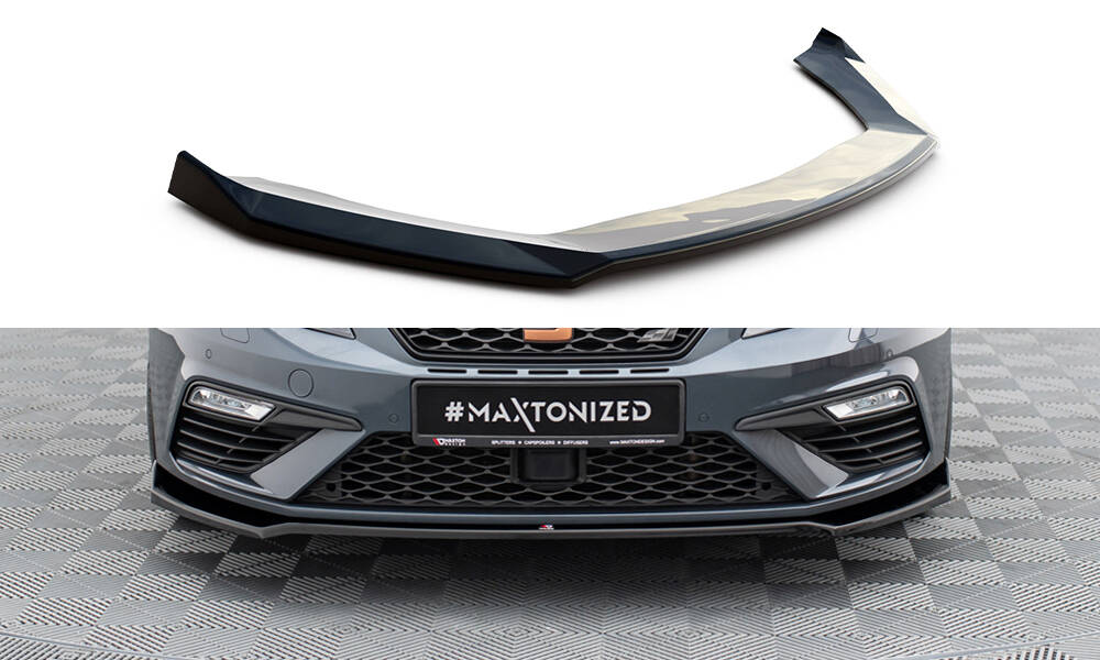 Front Ansatz V.7 für Seat Leon Cupra / FR Mk3 FL schwarz Hochglanz