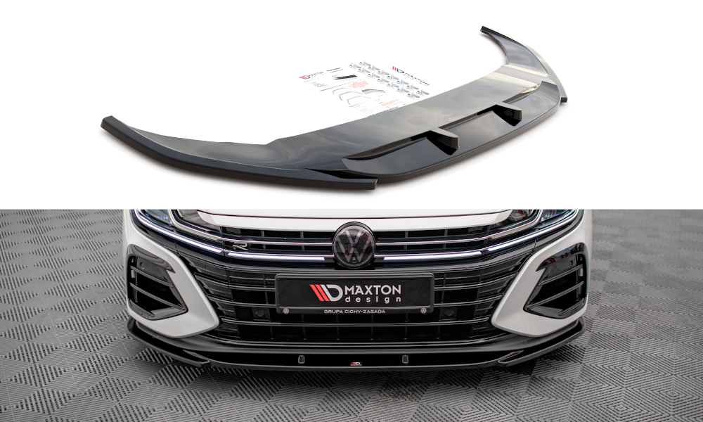 Street+ Spoilerlippe Front Ansatz V.1 passend für VW Arteon R Limousine / Shooting Brake Mk1 FL schwarz Hochglanz