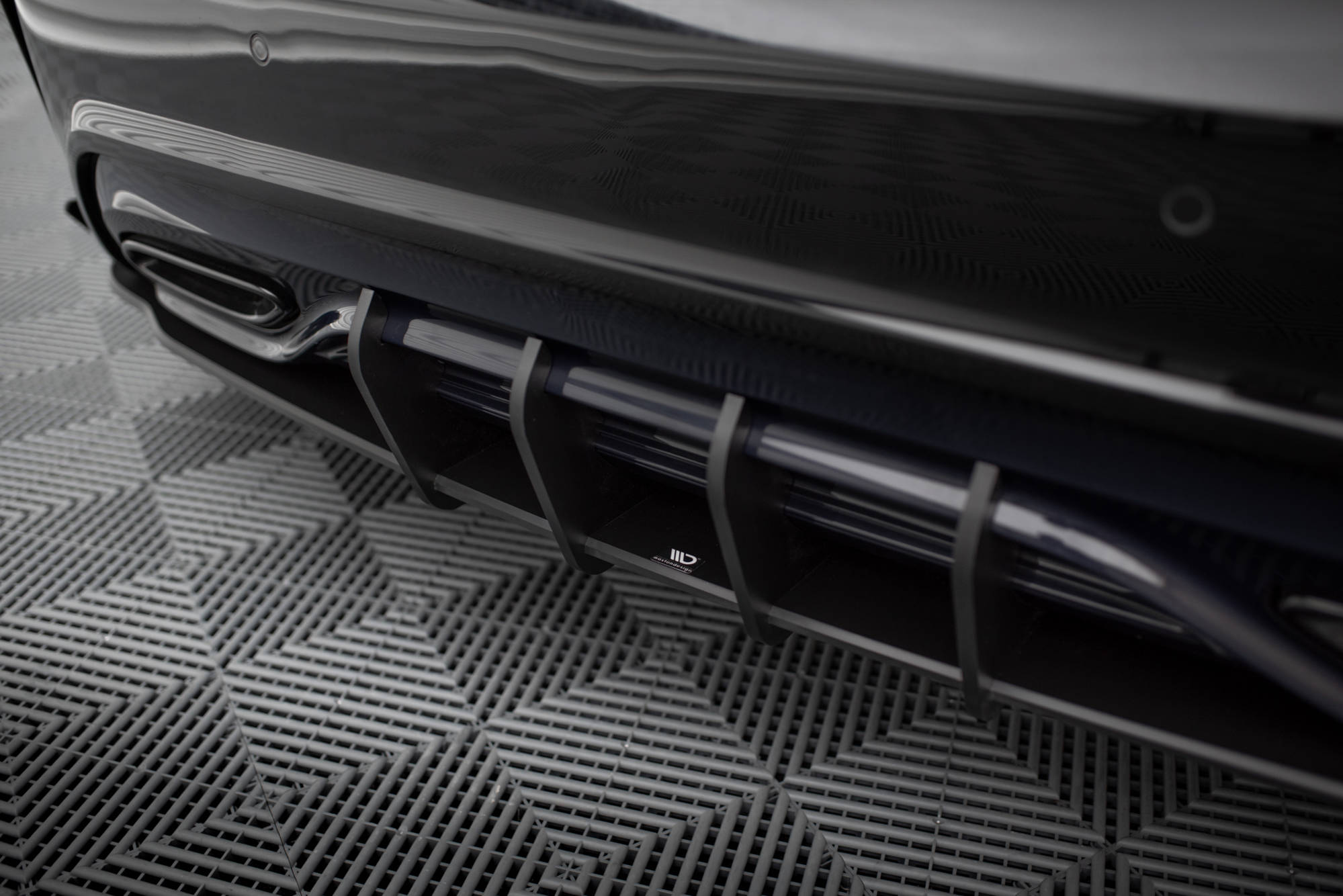 Street Pro Heck Ansatz Diffusor + Flaps passend für Mercedes A AMG-Line W176 FL SCHWARZ-ROT + Hochglanz Flaps