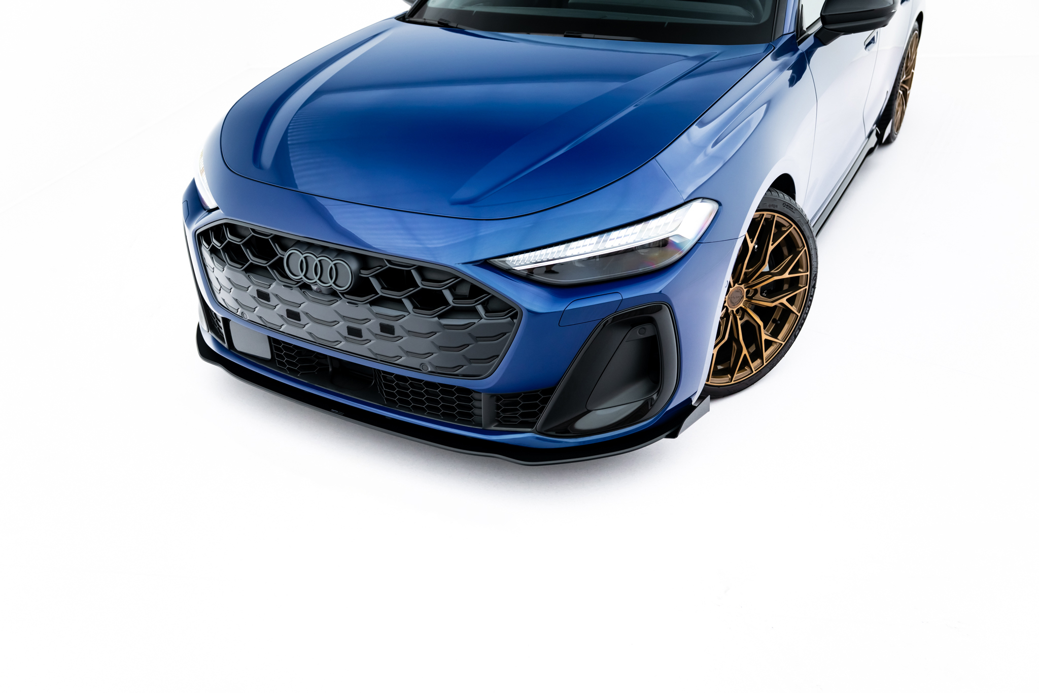 Street Pro Spoilerlippe Front Ansatz + Flaps passend für Audi A5 S-Line / S5 Limousine / Avant B10 schwarz Hochglanz