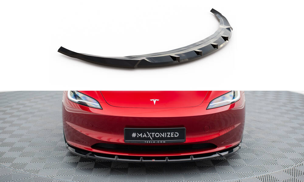 Frontlippe V.2 passend für Tesla Model 3 Project HighlandFL schwarz Hochglanz