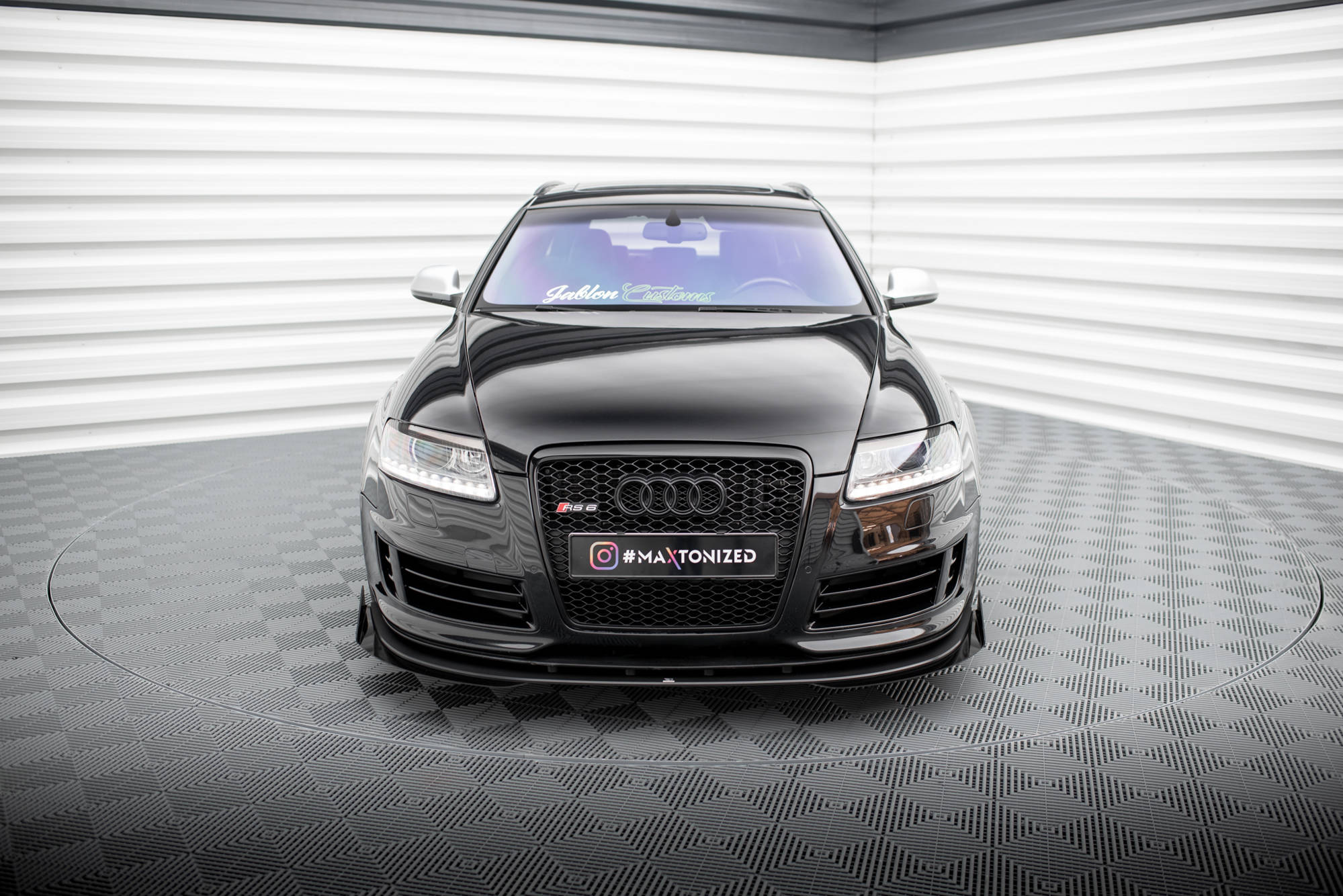 Street Pro Spoilerlippe Front Ansatz + Flaps passend für Audi RS6 Avant C6 schwarz Hochglanz