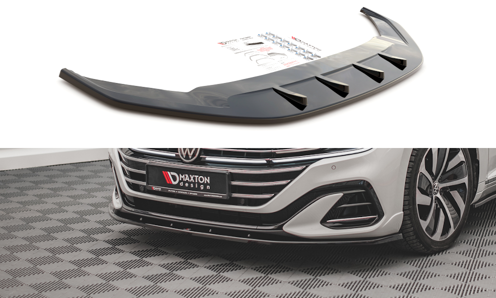 Street+ Spoilerlippe Front Ansatz V.2 passend für VW Arteon R-Line Limousine / Shooting Brake Mk1 FL schwarz Hochglanz