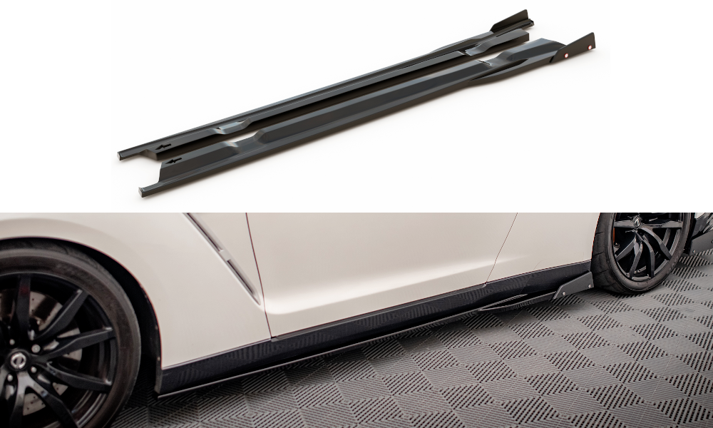 Street+ Seitenschweller Leisten + Flaps passend für Nissan GTR R35 FL
