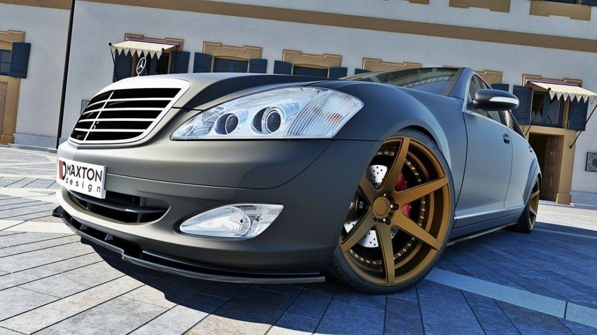 Street+ Spoilerlippe Front Ansatz passend für Mercedes S-Klasse W221 schwarz Hochglanz