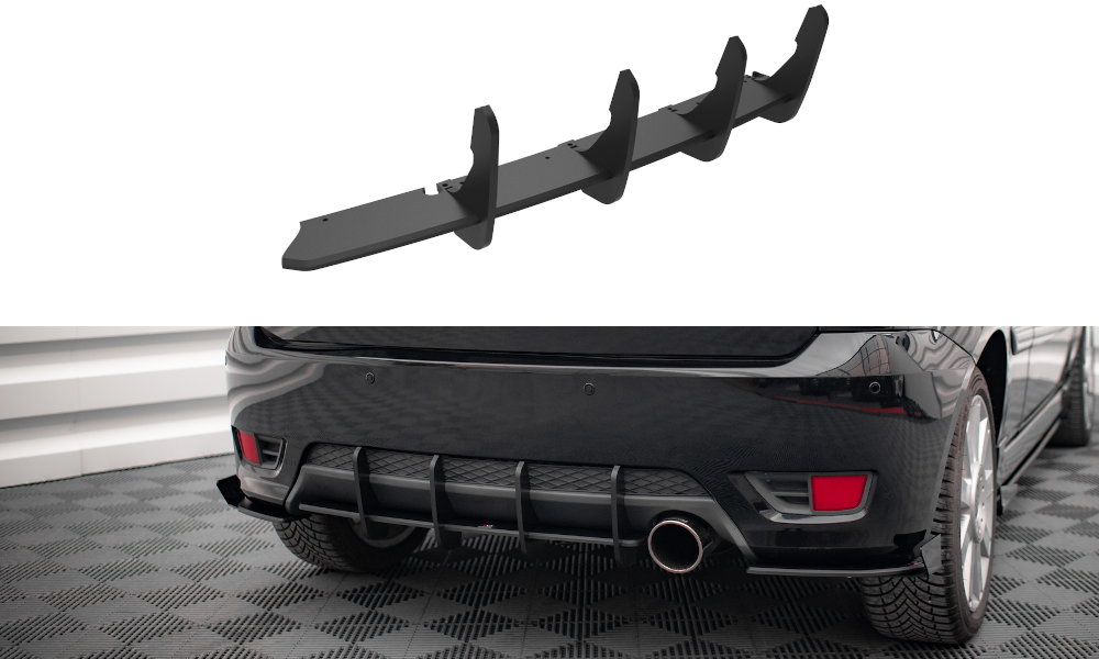 Street Pro Heckschürze Heck Ansatz Diffusor passend für Ford Fiesta ST Mk6 schwarz-rot