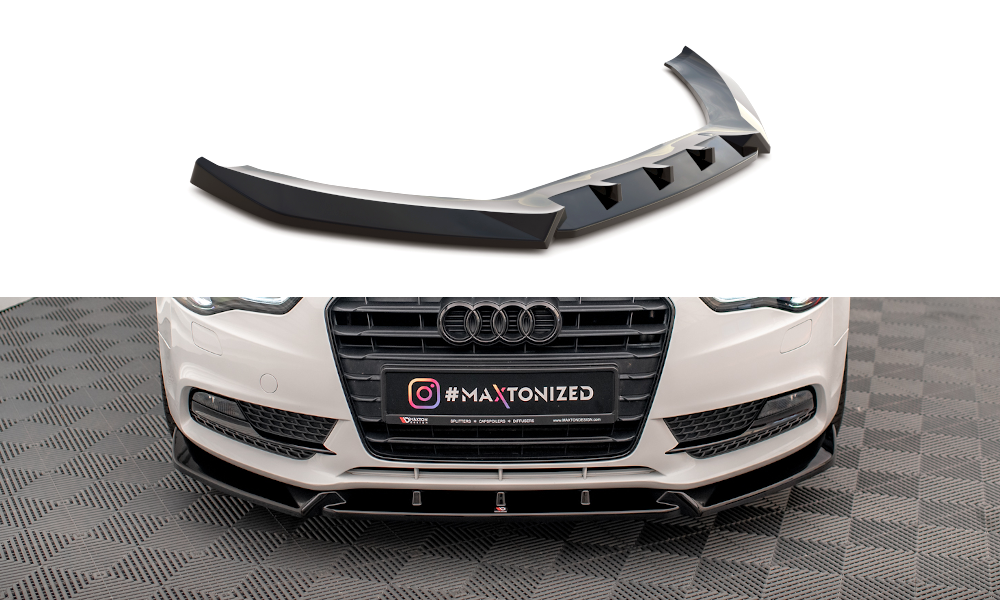Street+ Spoilerlippe Front Ansatz V.1 passend für Audi A5 Coupe / Sportback 8T FL schwarz Hochglanz