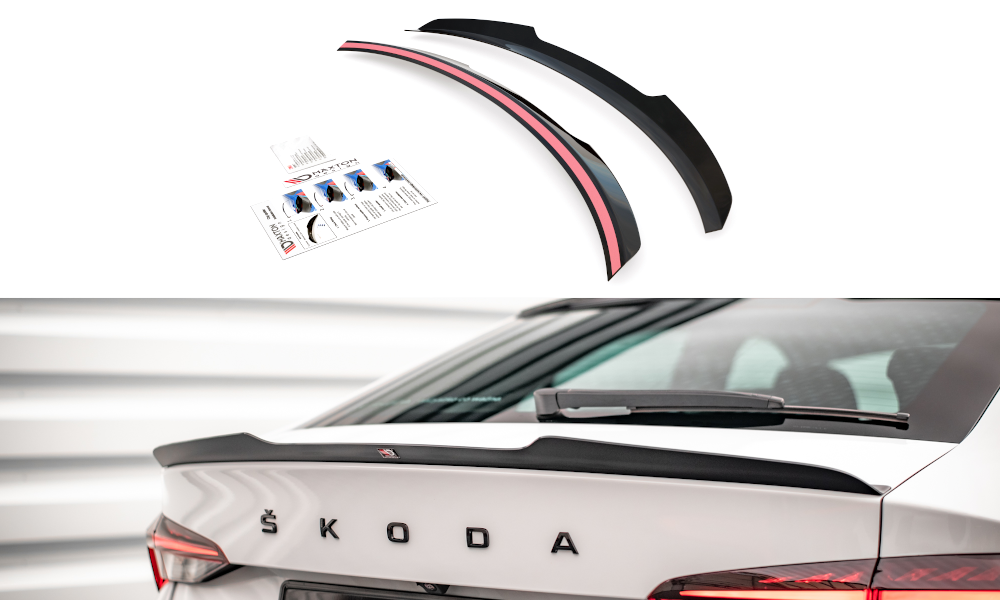 Heck Spoiler Aufsatz Abrisskante passend für Skoda Octavia Liftback Mk4 schwarz Hochglanz