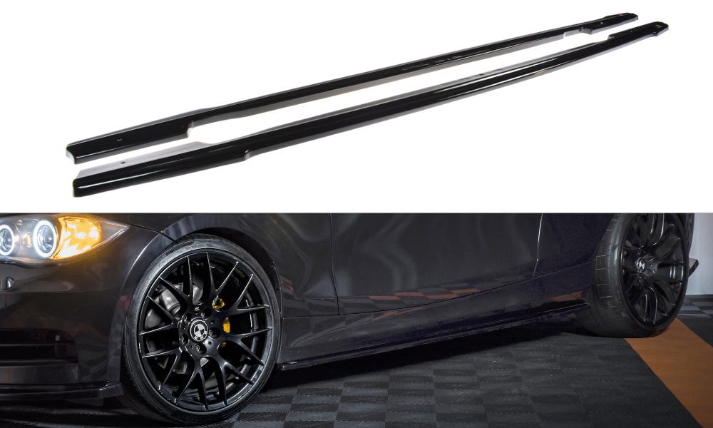 Seitenschweller Ansatz für BMW 1er E81 / E87 Facelift schwarz Hochglanz