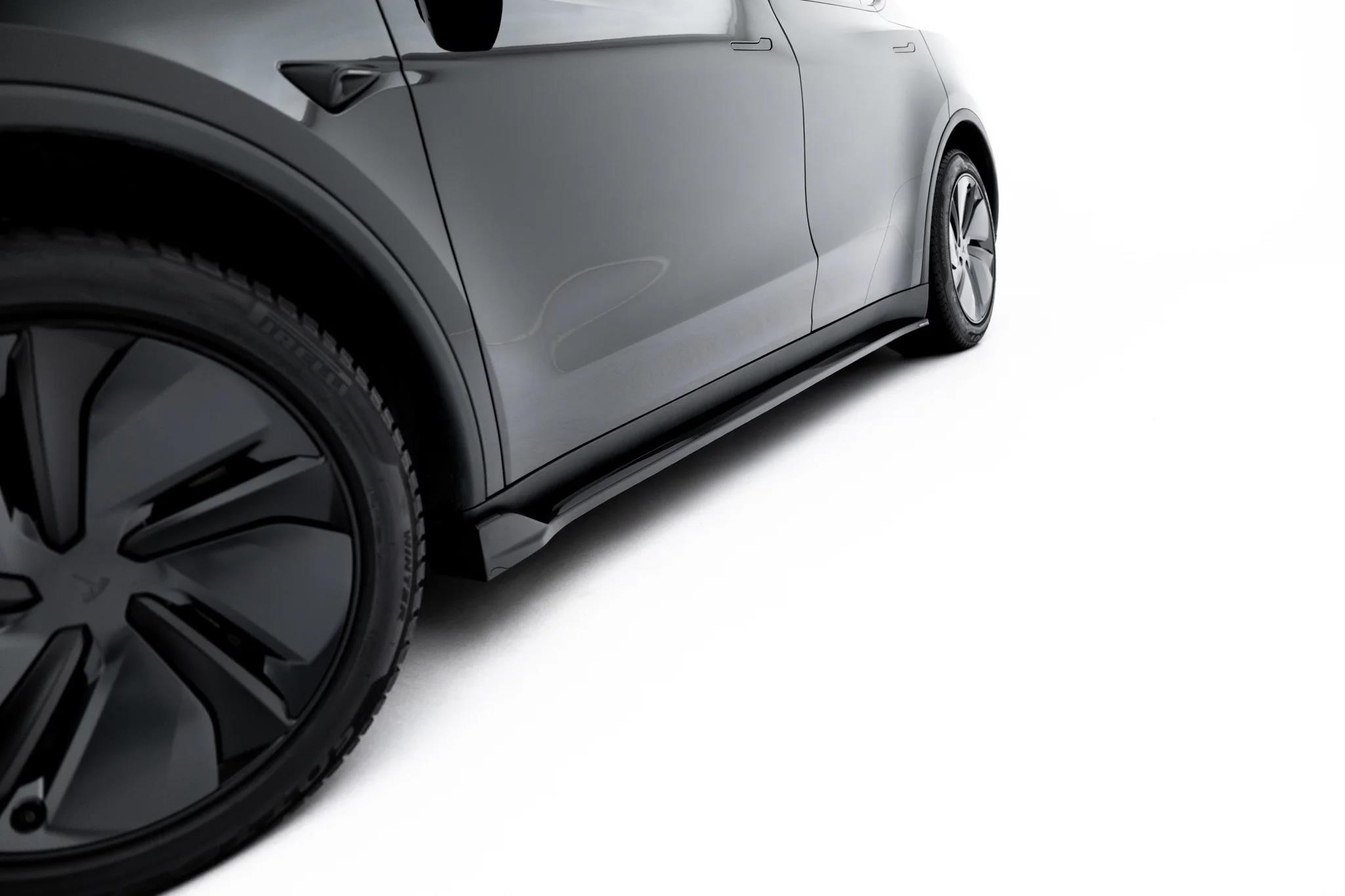Seitenschweller Ansatz Paar passend für Tesla Model Y Premium Mk1 Facelift schwarz Hochglanz