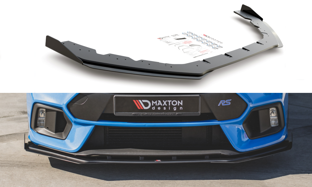 Street Pro Spoilerlippe Front Ansatz + Flaps passend für Ford Focus RS Mk3 rot+ Hochglanz Flaps