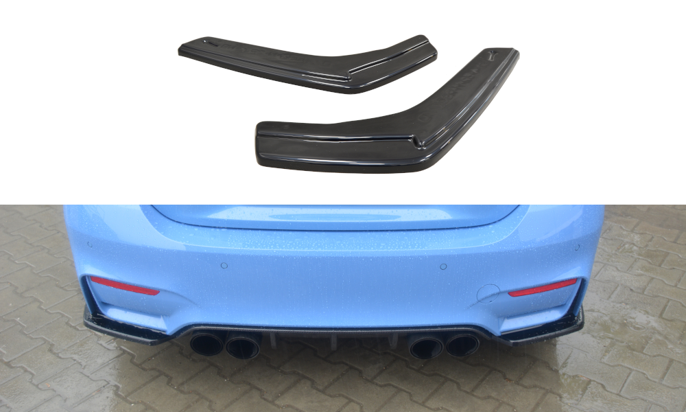 Heck Ansatz Flaps Diffusor V.1 für BMW M4 F82 schwarz Hochglanz