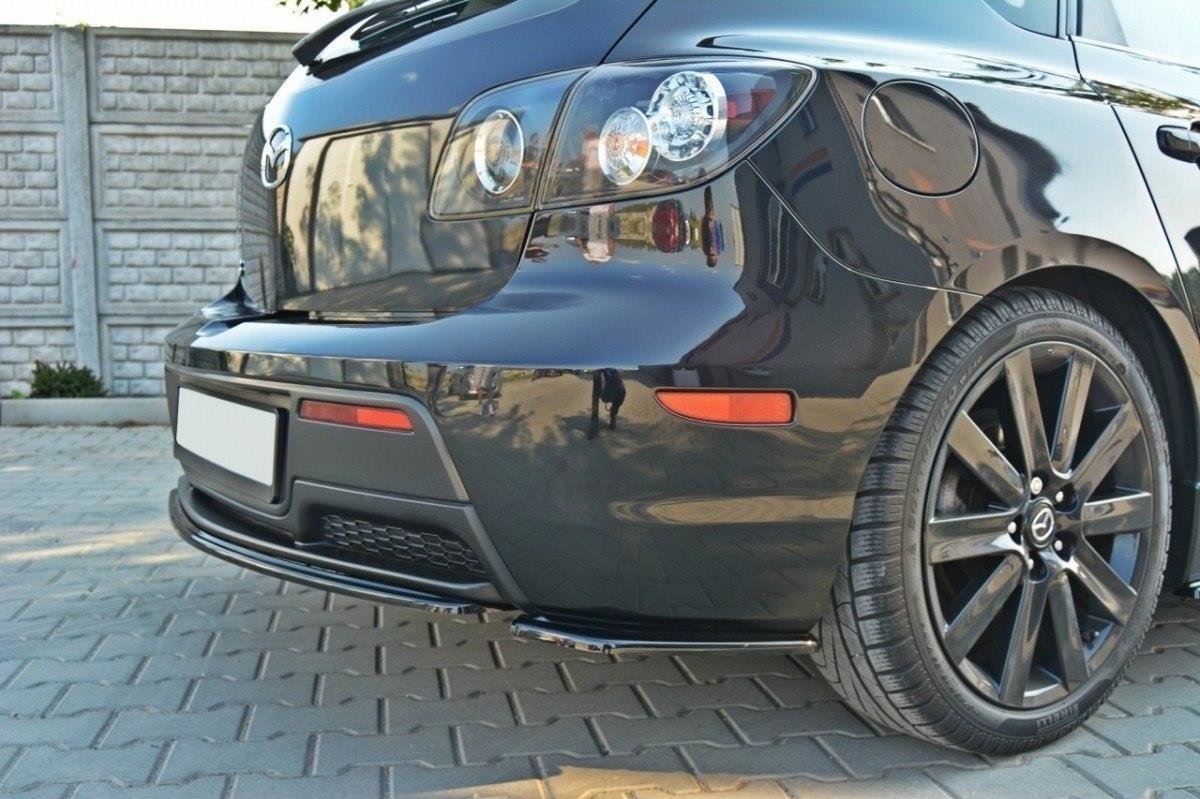 Heck Ansatz Flaps Diffusor für MAZDA 3 MPS MK1 PREFACE US-Spec Version schwarz Hochglanz