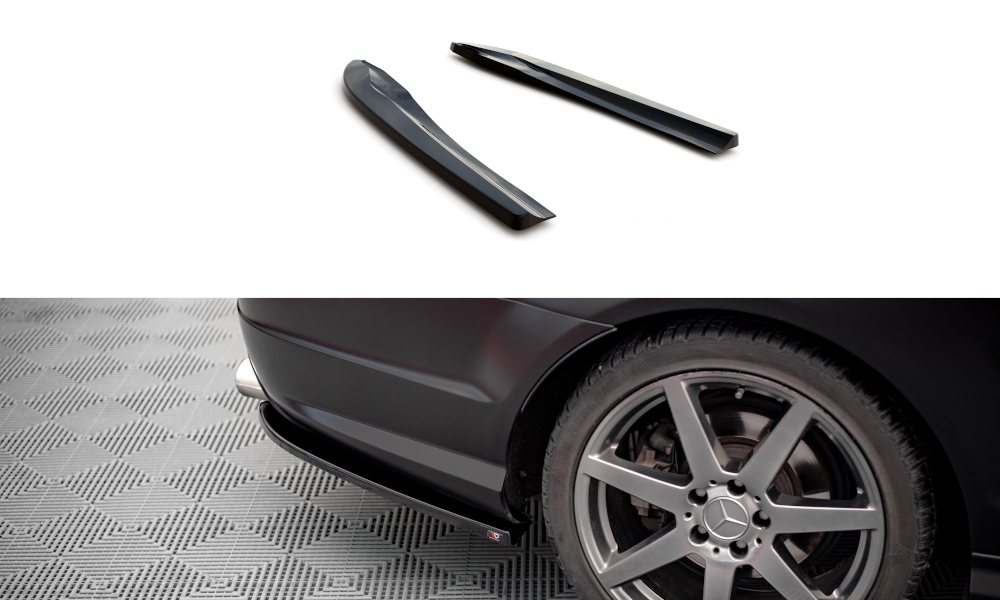Street+ Heck Ansatz Flaps passend für Mercedes C Coupe / Limousine / Kombi AMG-Line C204 / W204 FL / S204 FL schwarz Hochglanz