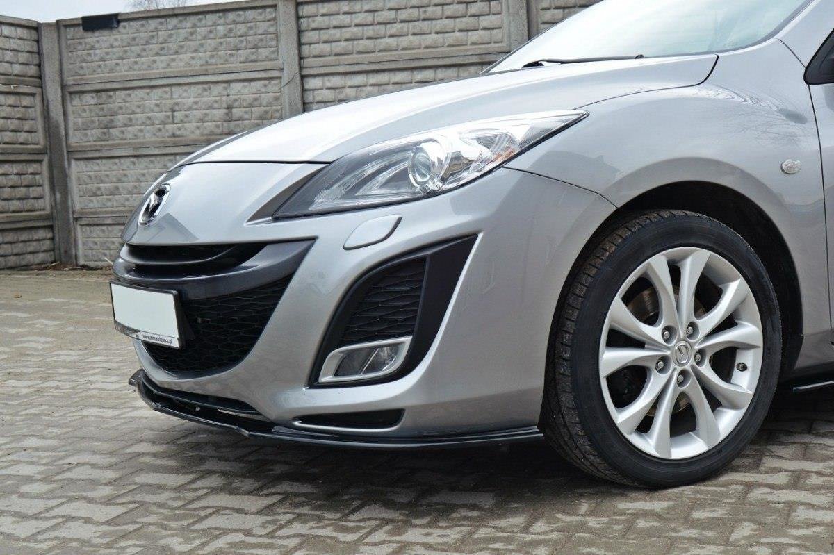 Street+ Spoilerlippe Front Ansatz passend für Mazda 3 MK2 SPORT vor FL schwarz Hochglanz