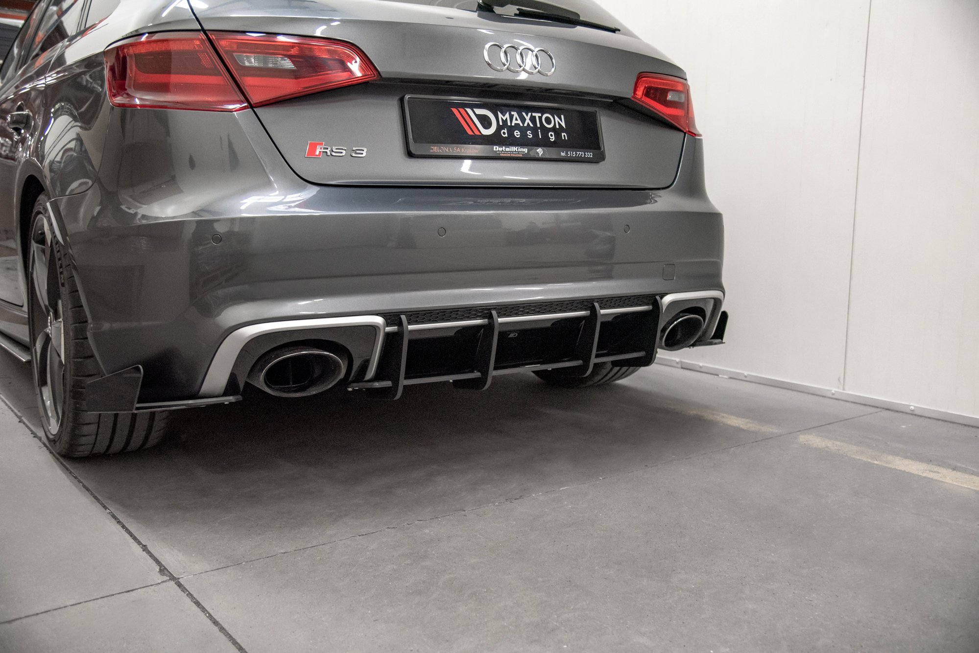 Street Pro Heckschürze Heck Ansatz Diffusor V.1 passend für Audi RS3 8V Sportback schwarz-rot