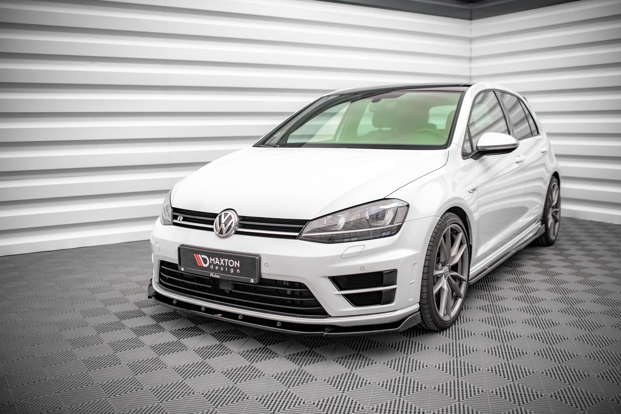 Street+ Spoilerlippe Front Ansatz V.4 passend für VW Golf R / R-Line Mk7 schwarz Hochglanz