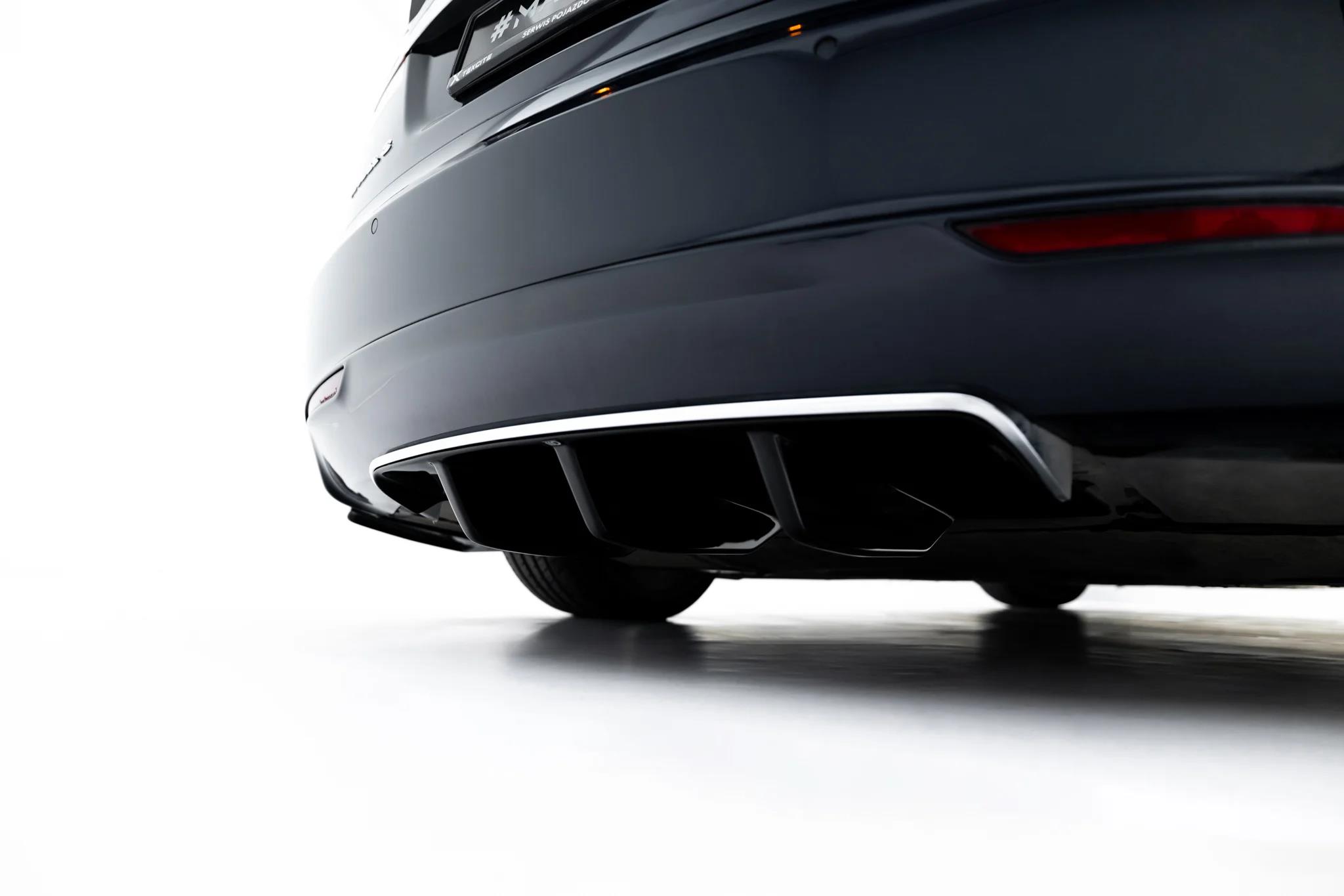 Heckansatz Diffusor passend für Tesla Model S Mk1 schwarz Hochglanz