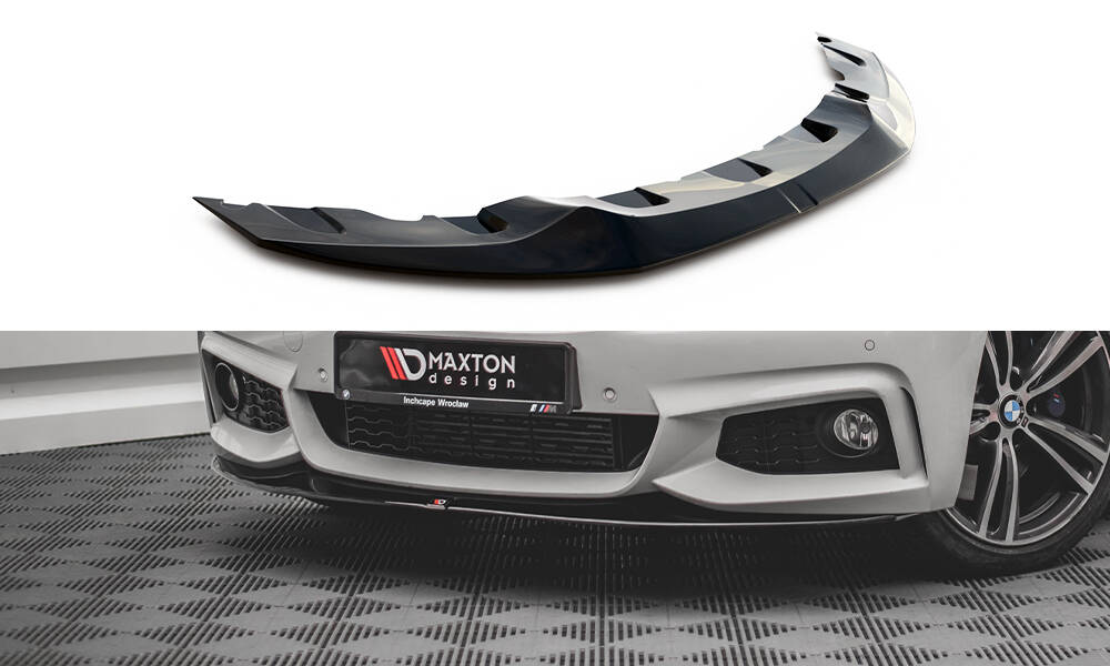 Street+ Spoilerlippe Front Ansatz V.2 passend für BMW 4er Coupe / Gran Coupe / Cabrio M-Paket F32 / F36 / F33 schwarz Hochglanz