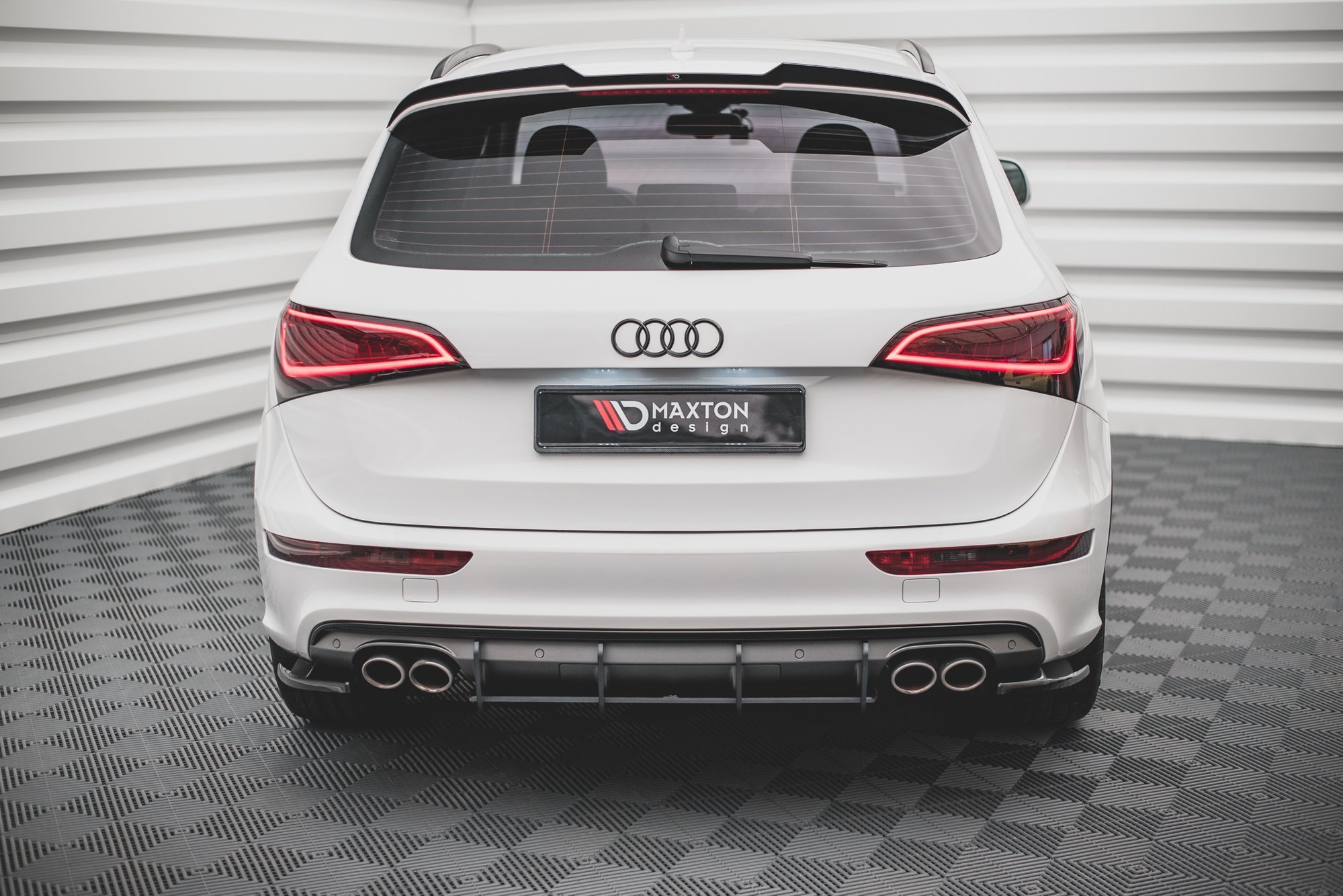 Street Pro Heckschürze Heck Ansatz Diffusor passend für Audi SQ5 Mk1 8R schwarz-rot