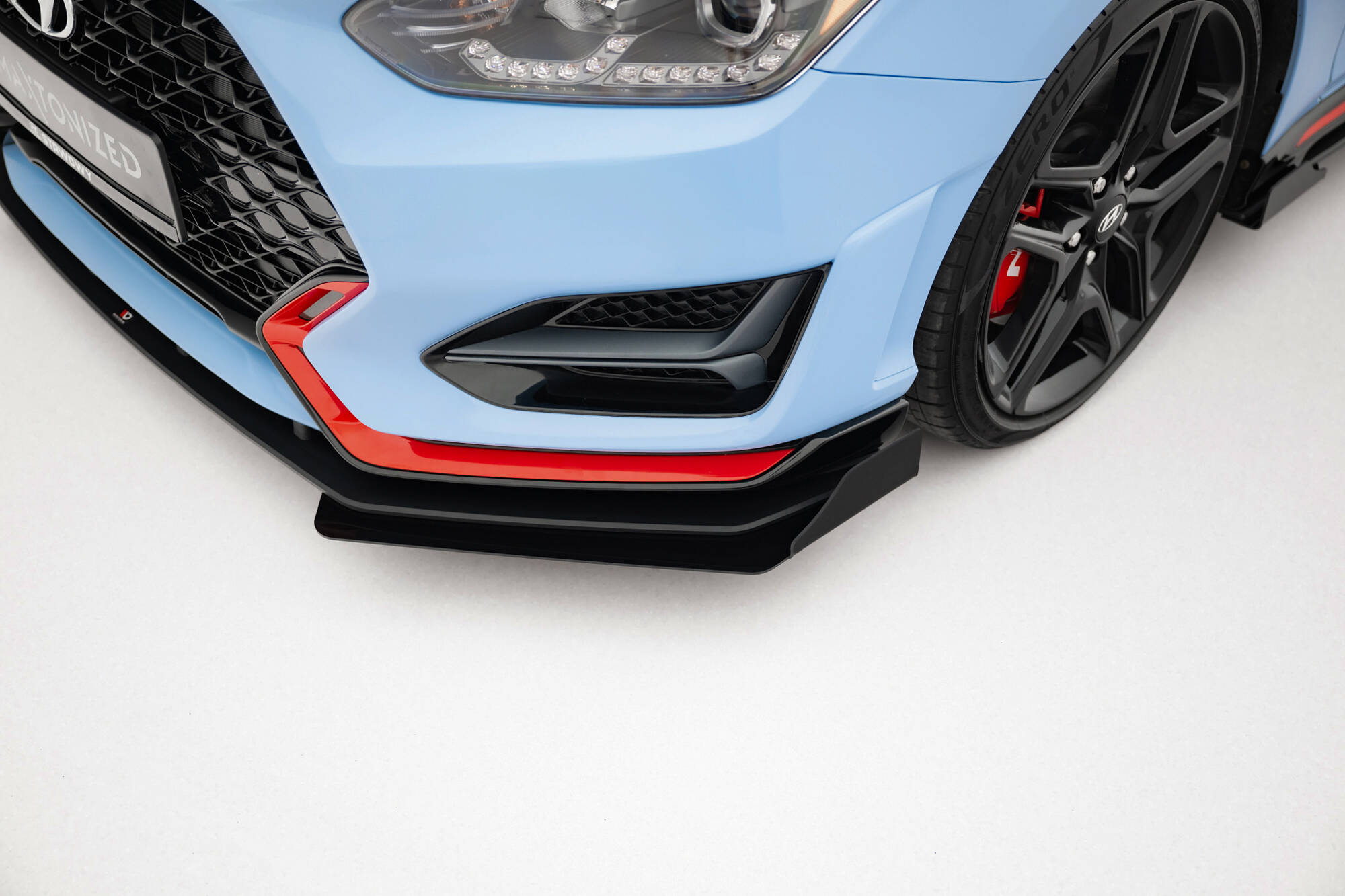 Street Pro Spoilerlippe Front Ansatz + Flaps passend für Hyundai Veloster N Mk2 rot+ Hochglanz Flaps