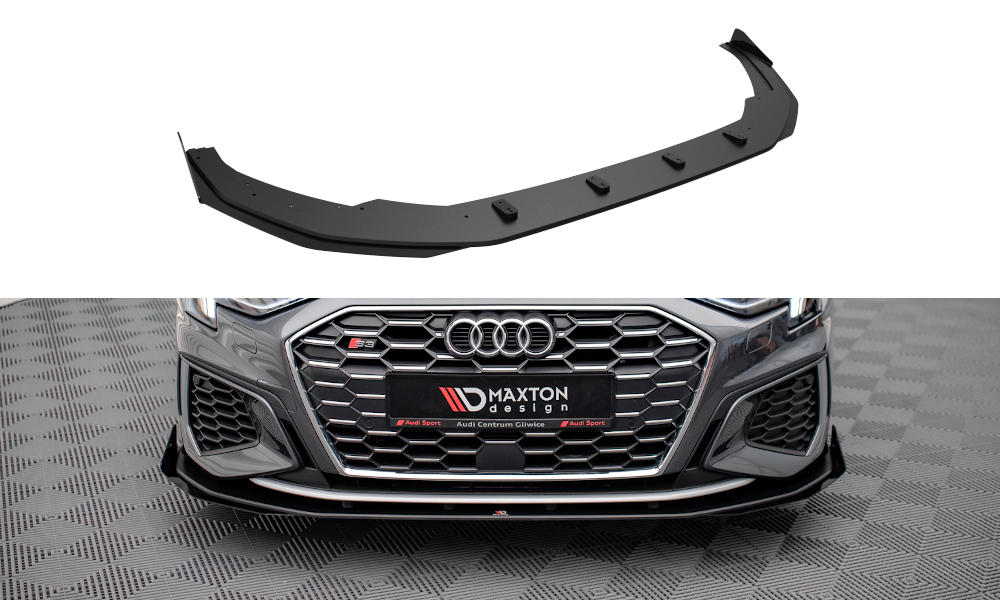 Street Pro Spoilerlippe Front Ansatz passend für Audi S3 / A3 S-Line 8Y rot+ Hochglanz Flaps