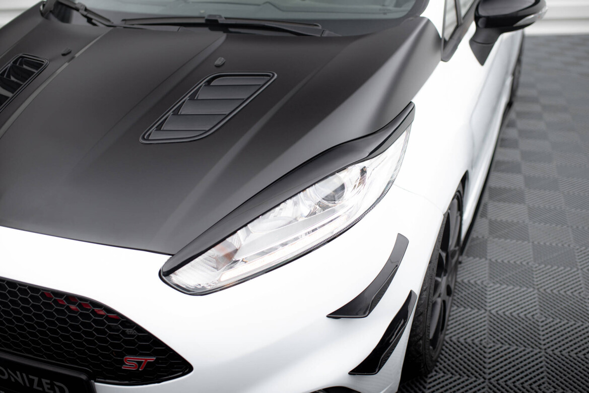 Scheinwerfer Blenden Böser Blick V.1 passend für Ford Fiesta ST / ST-Line / Standard Mk7 FL schwarz Hochglanz