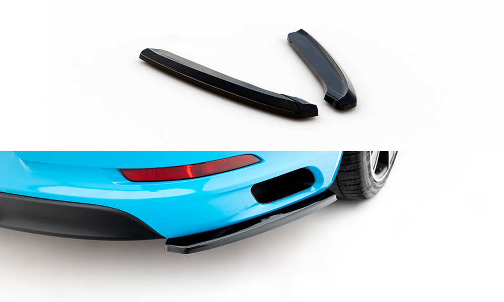 Heck Ansatz Flaps Diffusor für Porsche 911 Carrera 991 Facelift schwarz Hochglanz