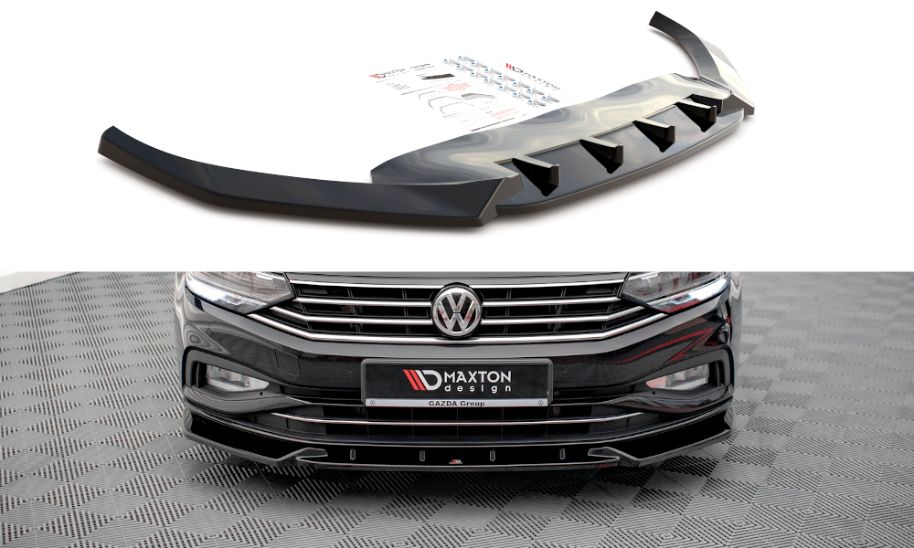 Street+ Spoilerlippe Front Ansatz V.2 passend für VW Passat B8 FL schwarz Hochglanz
