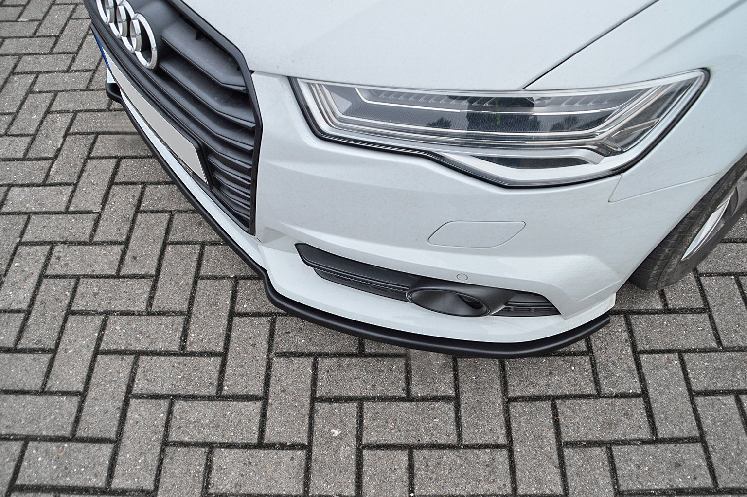 Cup Frontspoilerlippe für Audi A6 S-Line+ S6 4G C7 ab Bj. 2014- Schwarz Matt