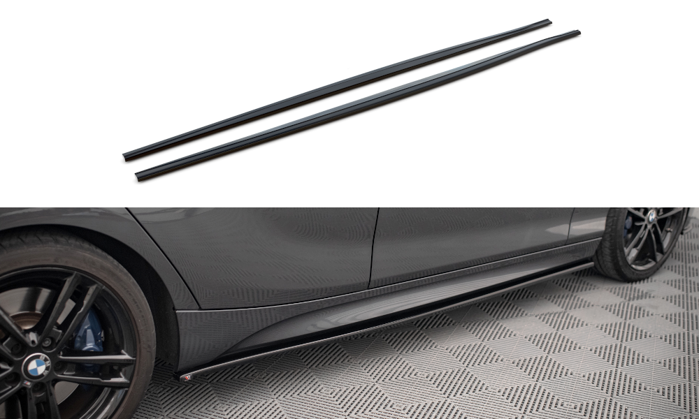 Street+ Seitenschweller Leisten V.1 passend für BMW 1er F20 M135i / M140i / M-Paket schwarz Hochglanz
