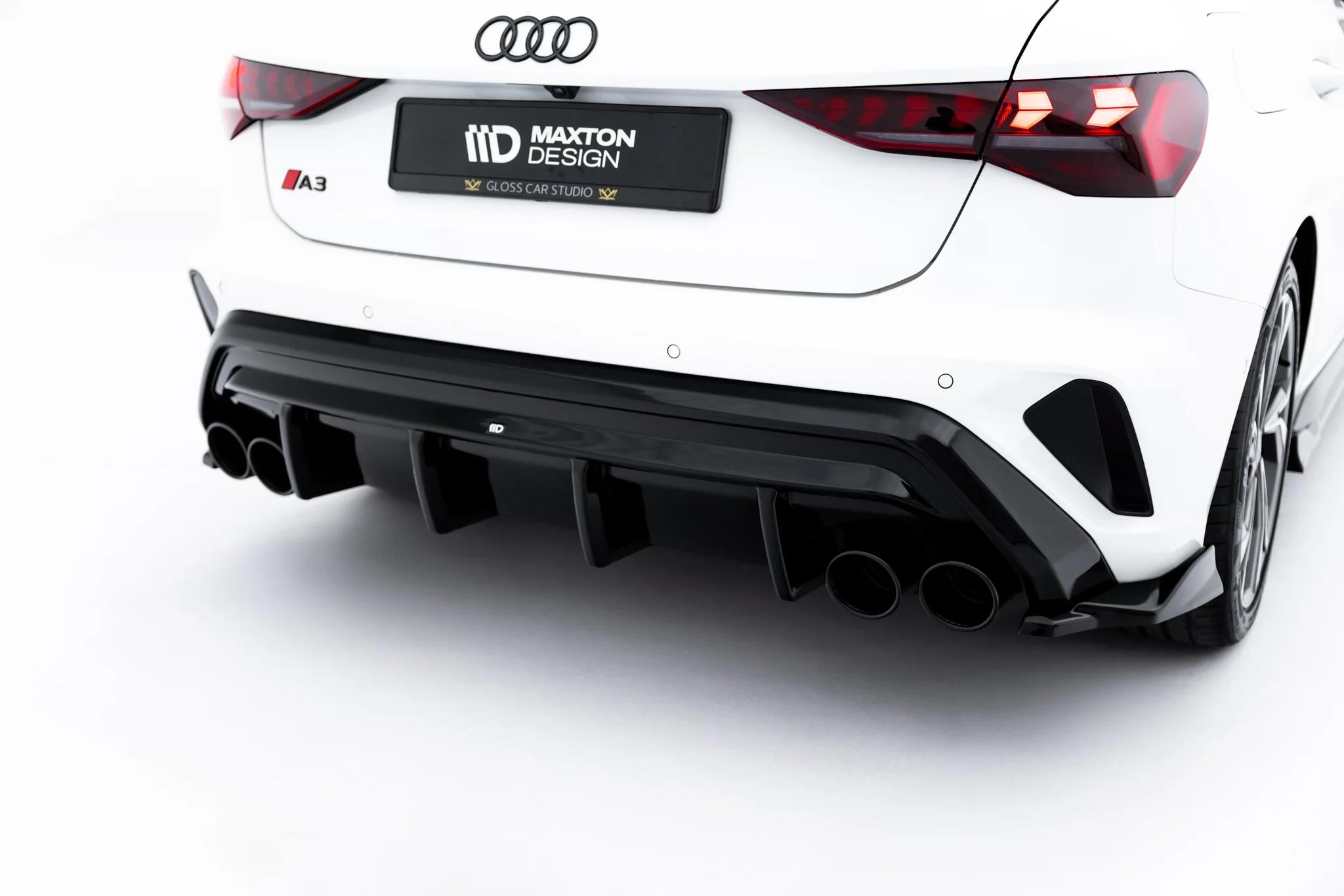 Diffusor Heck Ansatz + Endrohre passend für Audi A3 S-Line Sportback 8Y Facelift