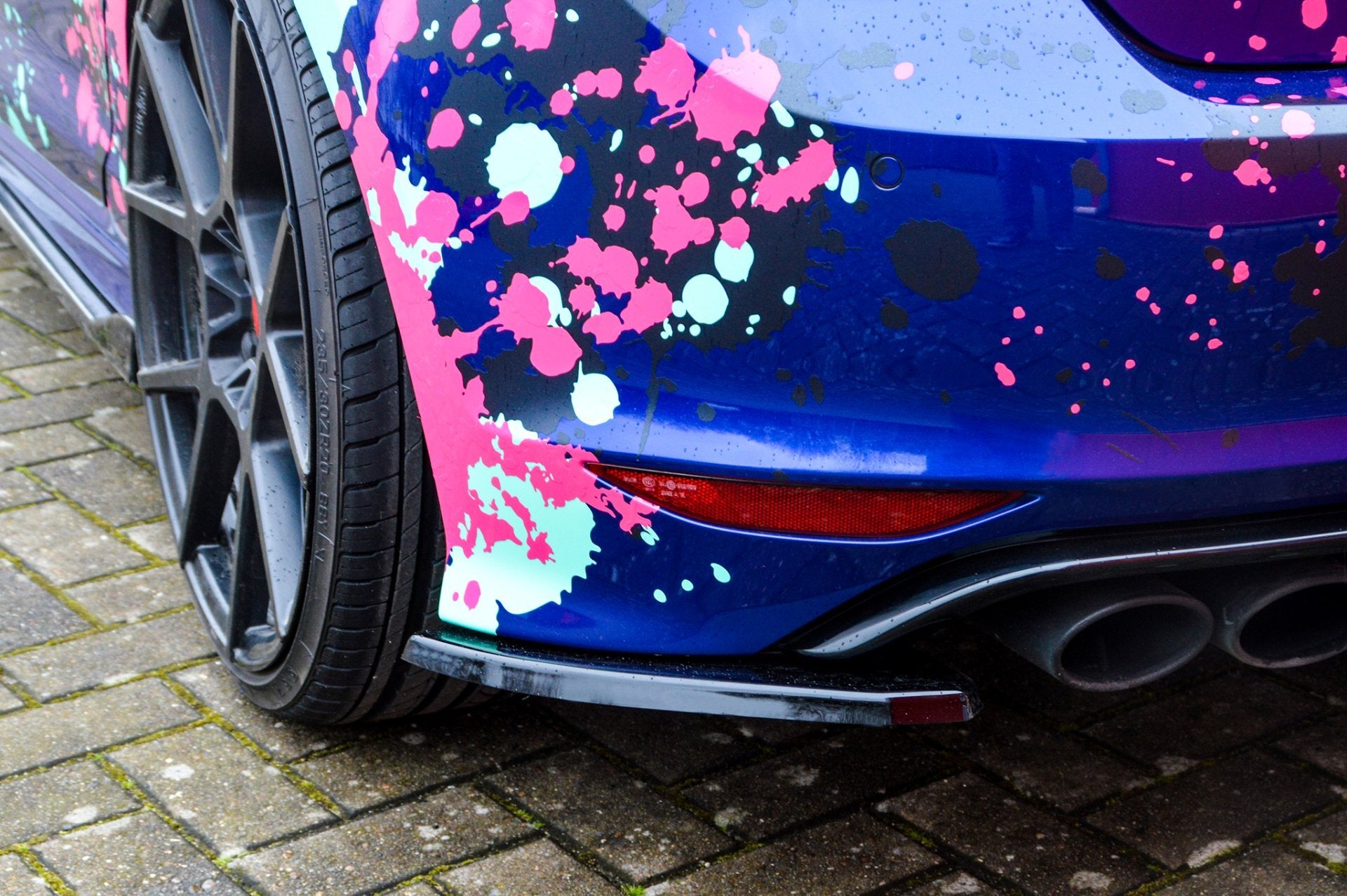 Heckansatz Seitenteile für VW Golf 7 R Schwarz Glanz