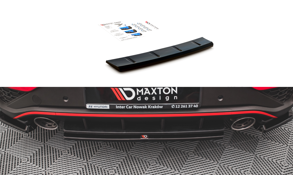 Street+ Mittlerer Diffusor Heck Ansatz passend für Hyundai I30 N Hatchback Mk3 FL schwarz Hochglanz