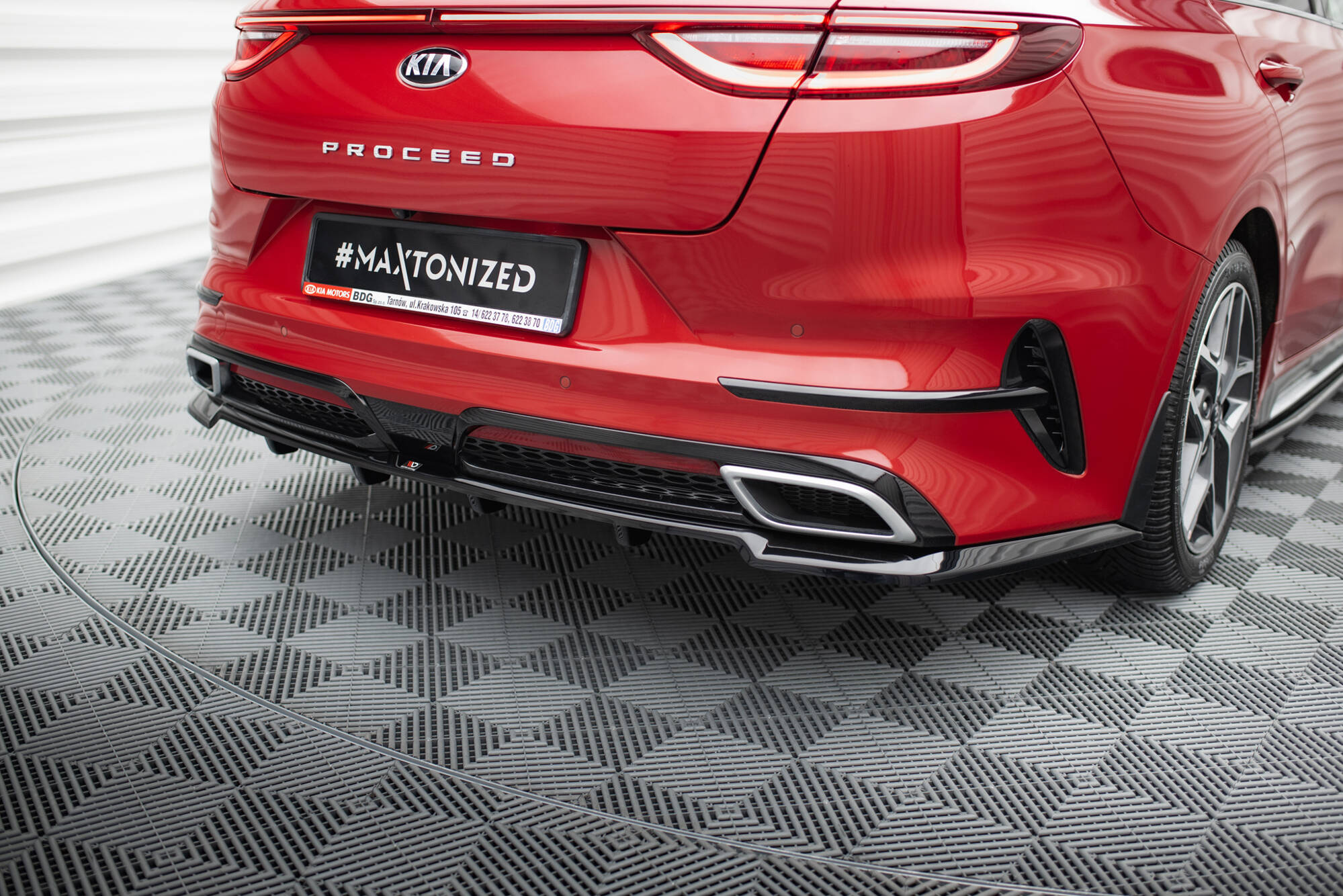 Street+ Mittlerer Diffusor RACE Heck Ansatz passend für Kia ProCeed GT-Line Mk1 schwarz Hochglanz