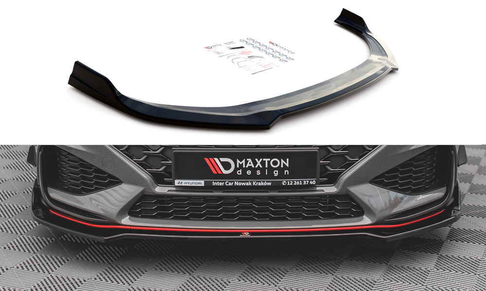 Street+ Spoilerlippe Front Ansatz V.3 passend für Hyundai I30 N / I30 N-Line Hatchback/Fastback Mk3 FL schwarz Hochglanz