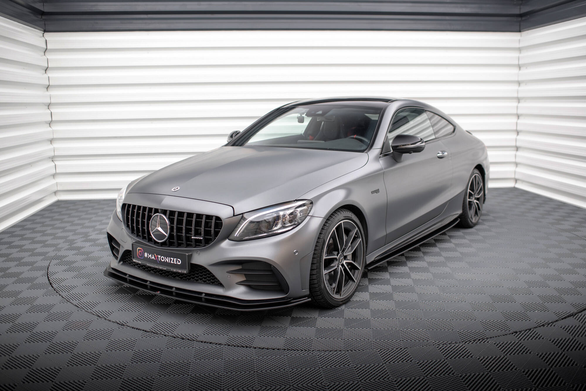 Street Pro Seitenschweller Leisten passend für Mercedes-AMG C43 Coupe C205 FL rot