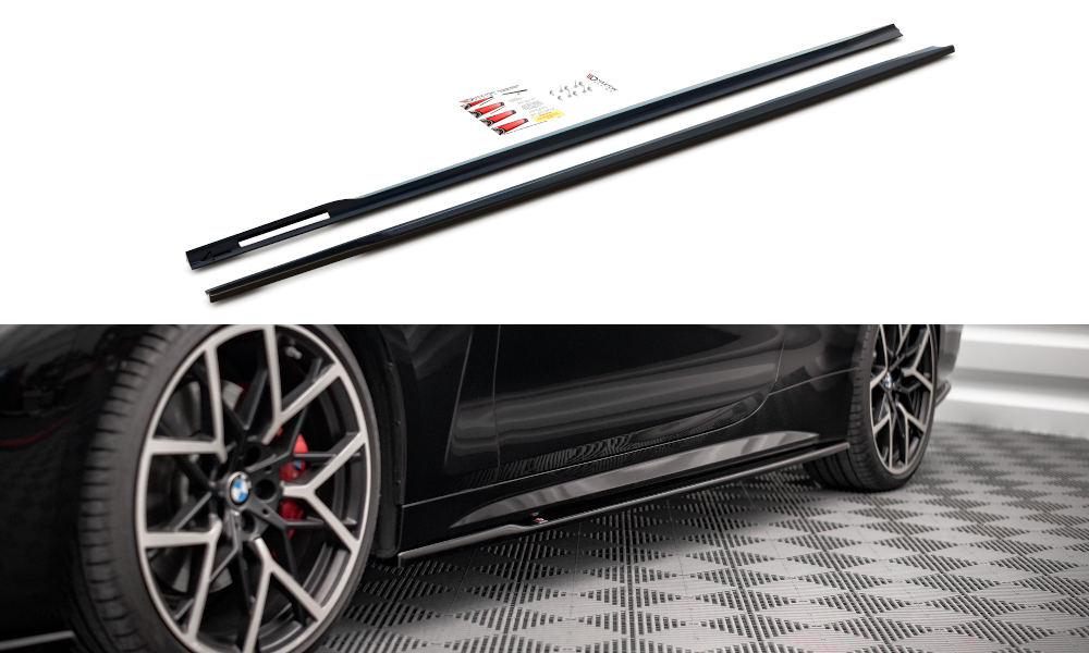 Street+ Seitenschweller Leisten V.1 passend für BMW 4er M-Paket / M440i G22 / G23 / G22 FL / G23 FL schwarz Hochglanz