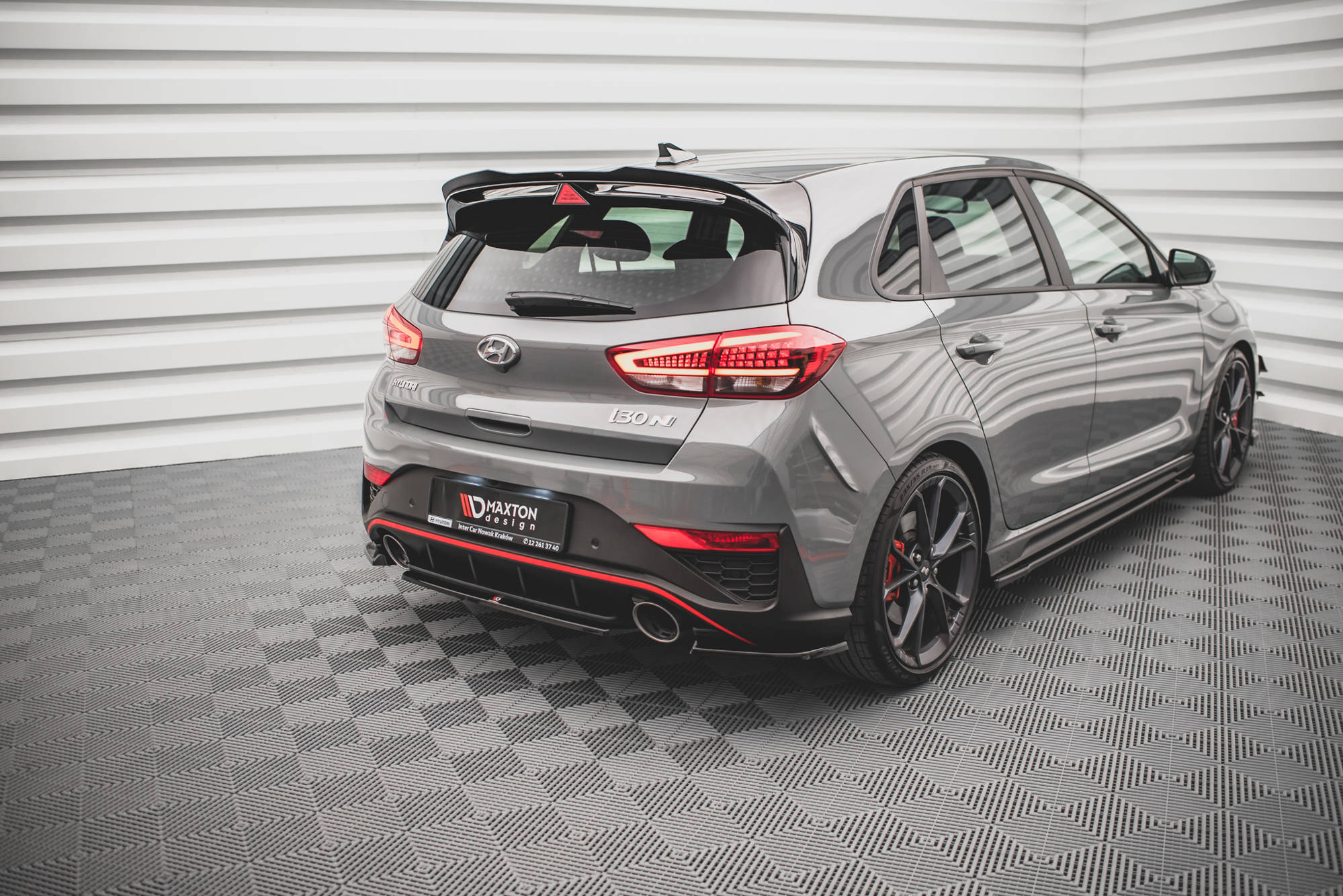 Street+ Mittlerer Diffusor Heck Ansatz passend für Hyundai I30 N Hatchback Mk3 FL schwarz Hochglanz