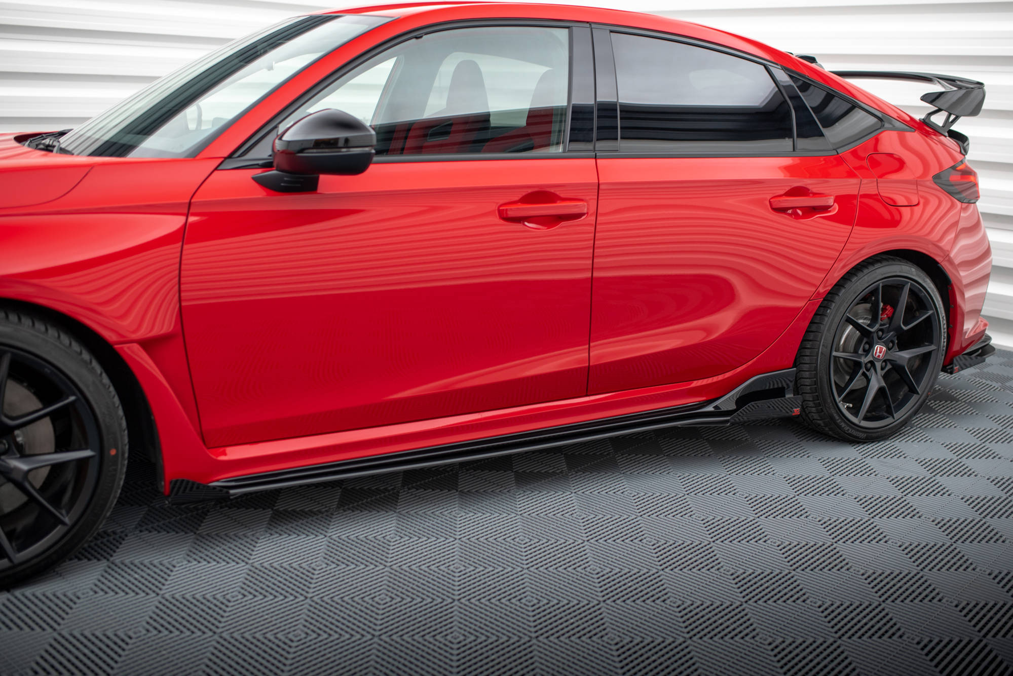 Street Pro Seitenschweller Leisten + Flaps passend für Honda Civic Type-R Mk 11 schwarz Hochglanz