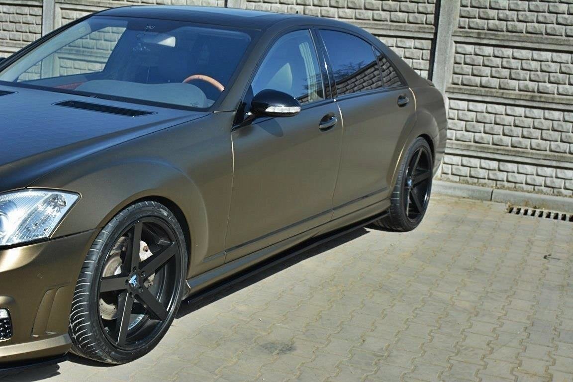 Street+ Seitenschweller Leisten passend für Mercedes S-Klasse W221 AMG LWB schwarz Hochglanz