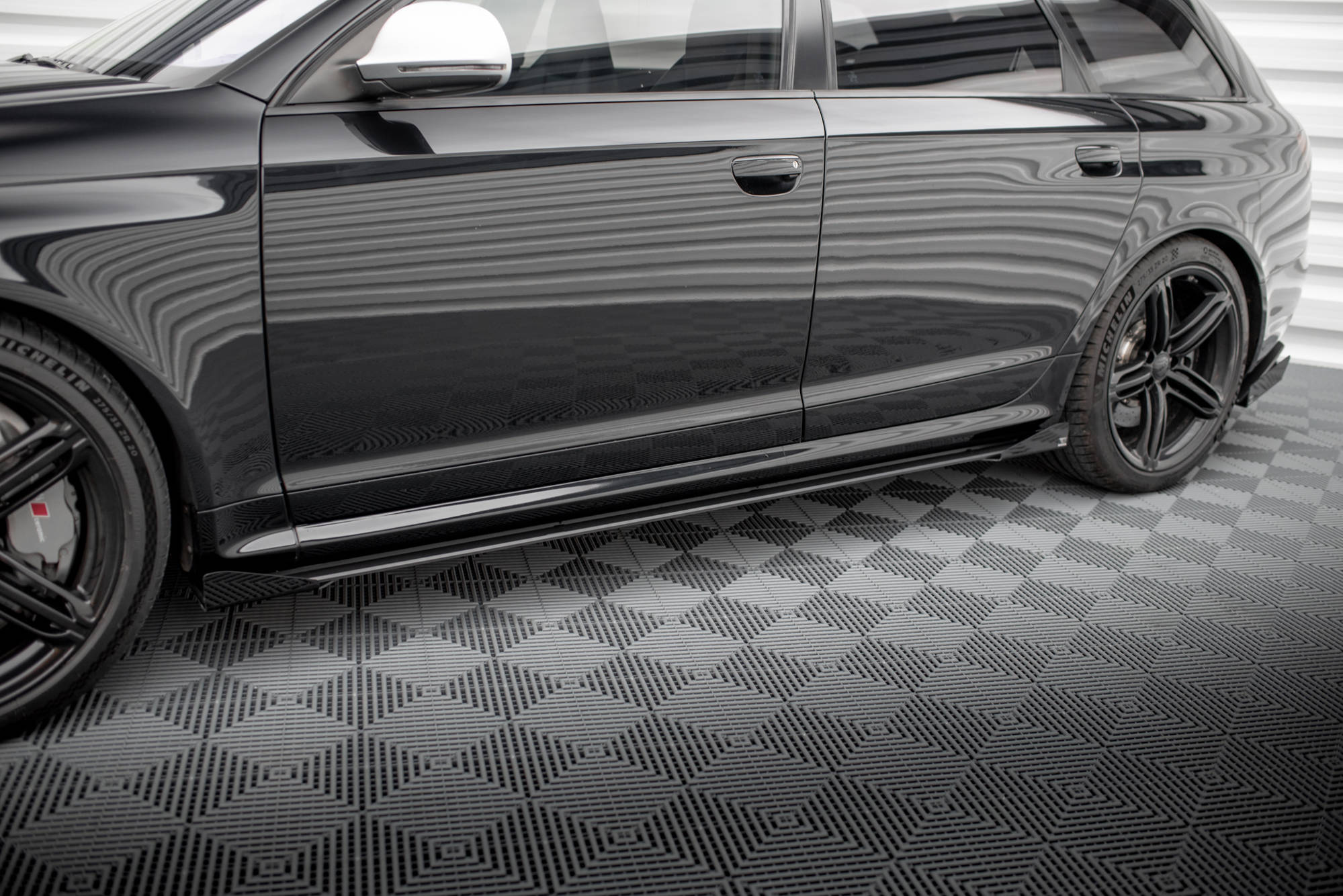 Seitenschweller Flaps passend für Audi RS6 Avant C6 schwarz Hochglanz
